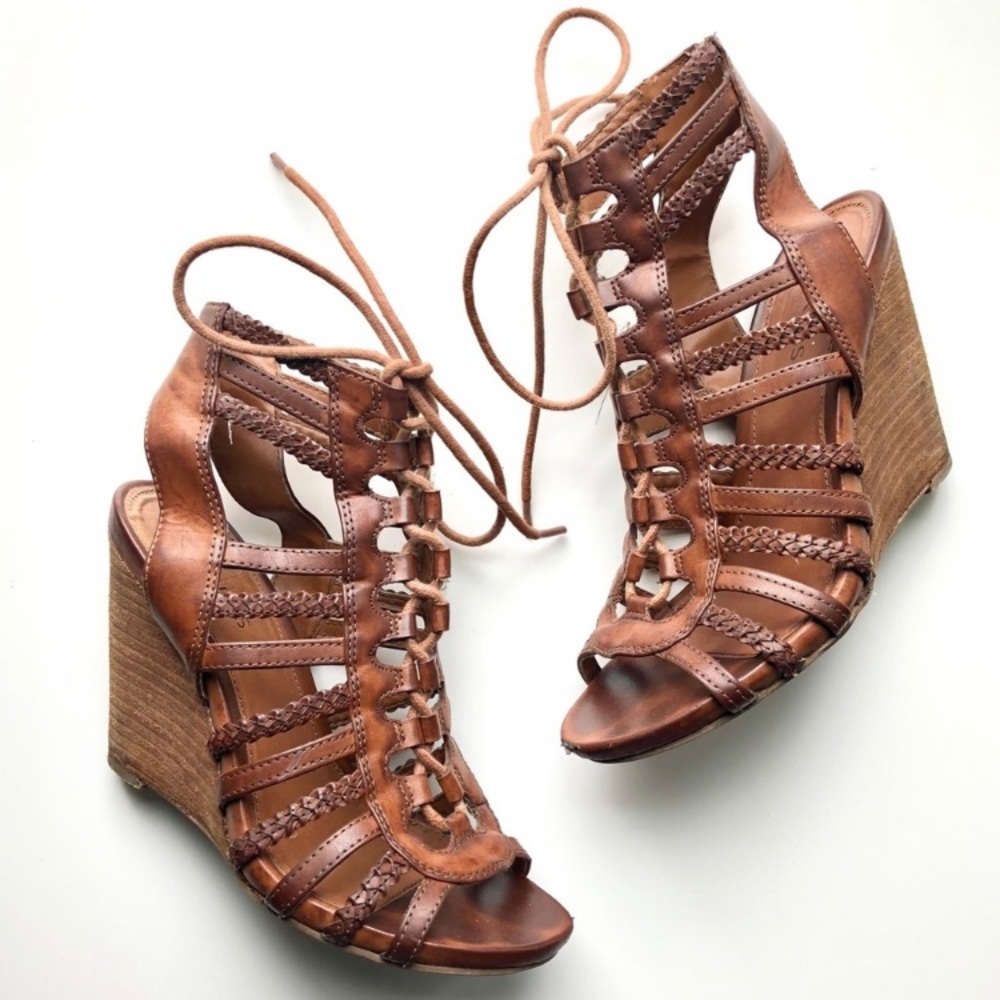 Bakers Leather Lace-up Wedge Sandal